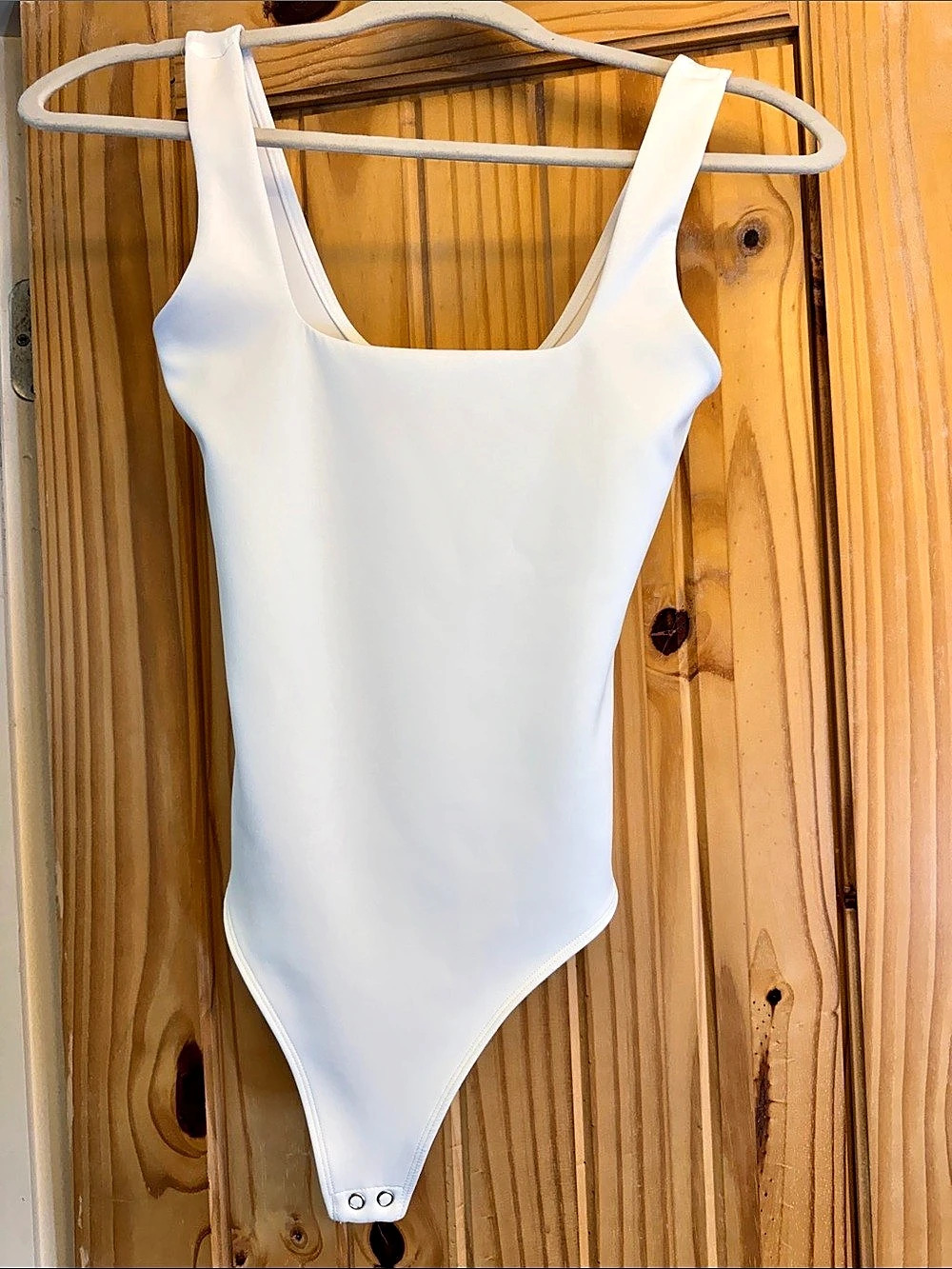 Good American Scuba Scoop Neck Bodysuit White Small